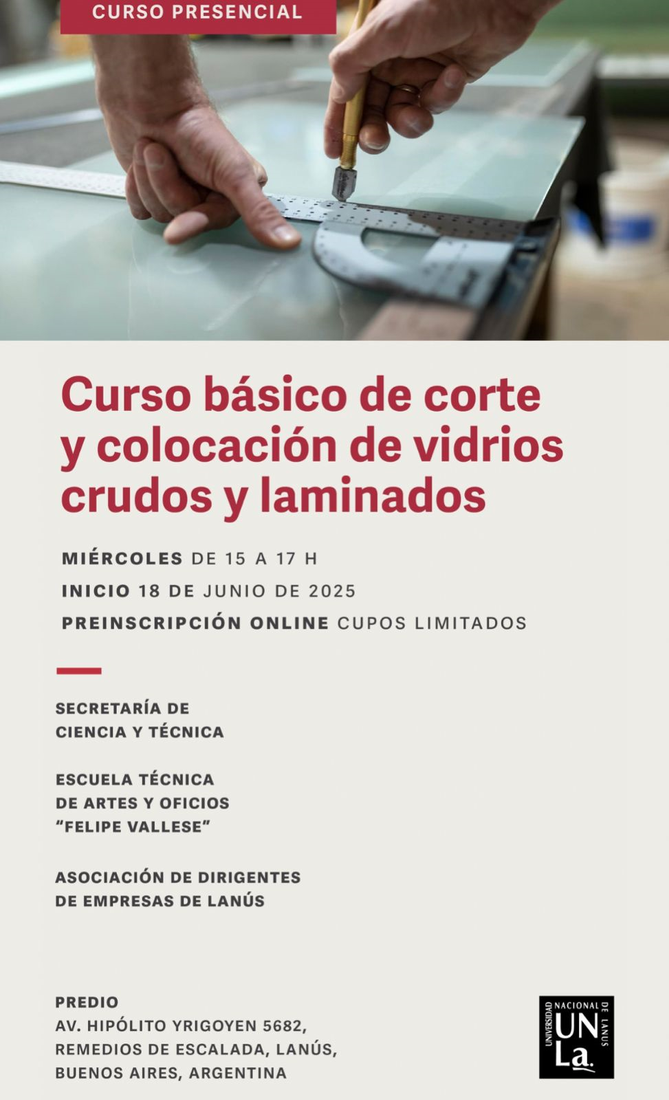 Curso Básico de Corte y Colocación de Vidrios crudos y laminados